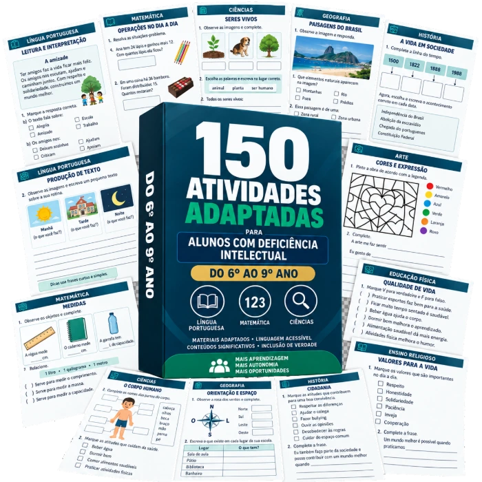 Pacote básico: as 150 folhas de atividade adaptada, sem os bônus